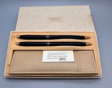 Cross Ladies Set Matte Black Ballpoint Pen & 0.9 Pencil  & Case New In Box  Usa picture