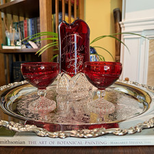 Antique 1907 Ruby Flash Glass 3pc Souvenir Set - Atlantic City IOOF Odd Fellows picture