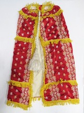 Antique Sephardic Torah Mantle - Crimson Silk & Fringe - Morocco/North Africa picture