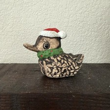 Vintage 1978 Enesco Christmas Duck Figurine Retro Ceramic Duck with Santa Hat picture