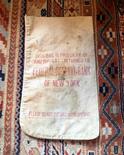 Vintage Federal Reserve Bank of New York Canvas Deposit Bag 
