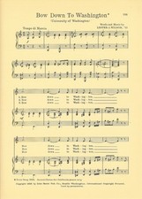 UNIVERSITY OF WASHINGTON Vintage Fight Song Sheet c1927