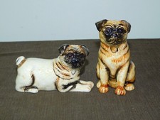 VINTAGE CERAMIC PUG DOGS SALT & PEPPER SHAKERS NEW OLD STOCK picture