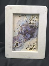 WHIT MARBLE STONE PICTURE FRAME 5 X 7” EASEL BACK  MADE IN INDIA picture