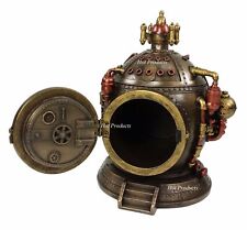 Steampunk Time Machine / Dive Helmet Clock Statue With Hidden Trinket Stash Box picture