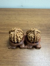 Pair of Match Chinese Health Walnut 盘上三棱文玩核桃 丁字 精品精配 41x39x35 已打底 配手套和刷子 picture