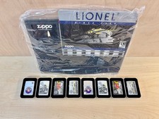 Vintage Zippo Lighter Lionel Trains Collection set of 8 with Display - NOS picture