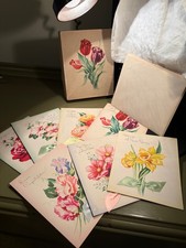 Vintage Greeting Cards 7 Beautiful Asstd Occasions Orig Box Envlps Peony Tulip picture