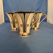 Lenox Solitaire Deco Platinum 3 Pc Coffee/Tea Mug Set  Dimension Collection EUC picture