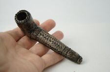 Smoking Pipe Small Old Handmade Gray Ceramic Tobacco Smokers Collectibles Gift picture