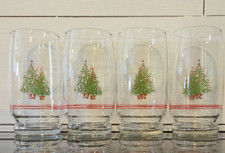 Vintage JCPenney Christmas Tree Glasses Set 4 Holiday drinkware  NOS picture