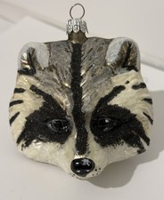 Slavic Treasures Raccoon Christmas Ornament Glass 3D Retired Sparkle Poland picture