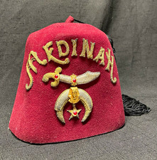 Medinah Shriners Fez Hat Red/Maroon Black Tassel John F. Kreissl Chicago 30 picture