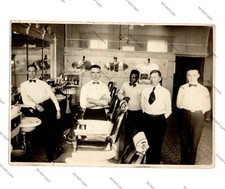 c1910 INTEGRATED BARBERSHOP BLACK BARBER AFRICAN AMERICAN AMERICANA OCCUPATIONAL picture