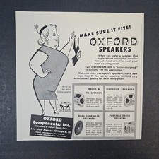 1958 Oxford Components Speakers Vintage Print Ad Radio TV Outdoor Portable Cone picture