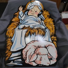 Vintage 1992 True To Nature Giant Life Sized Nativity Set Baby Jesus 17.5x23” picture