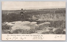 Vintage 1906 Gettysburg Gen. Warren Statue Postcard Little Round Top picture