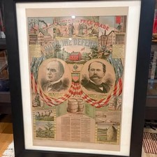 Framed 1896 McKinley & Hobart Presidential Campaign Poster picture