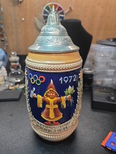 Vintage 1972 Munich Olympics Beer Stein “Olympiastadt Munchen” with Lid Preowned picture