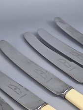 Vintage Gee & Holmes Sheffield England Stainless Dinner Knives Cream Handles Set picture