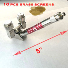 INHALE metal nickel double bowl tobacco smoking pipe w 10 brass screens picture