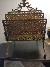 Antique Brass Letter Holder Reticulated Gargoyles Hollywood Regency Art  Nouveau picture