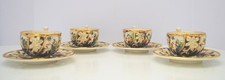 Vintage Italian Capodimonte Porcelain Relief Cherub Cups & Saucers Set of 4 picture