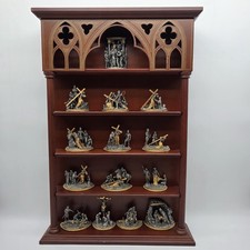 RARE COMPLETE SET 14 FRANKLIN MINT STATIONS OF THE CROSS SCULPTURES PEWTER / 22K picture