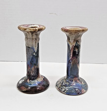 Vintage Hermitage Pottery Stoneware Drip Glaze Candle Holders 6