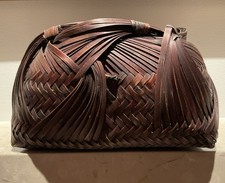 Japanese Bamboo Ikebana Flower Basket Wave Pattern Large Rect. 9.5x7x5.5, Read picture
