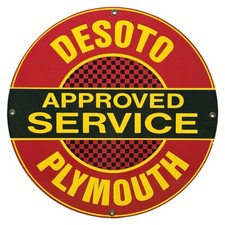 VINTAGE DESOTO PLYMOUTH PORCELAIN SIGN APPROVED SERVICE DEALERSHIP AUTO picture