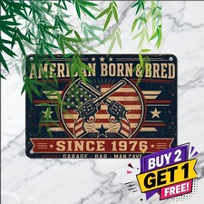 American Born Nostalgic Vintage Gun Tin Sign Retro Metal Wall Art Decor 8x12 picture
