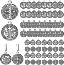 Tudomro 120 Pieces St Benedict Medals 0.94 X 0.79 Inch Christian Metal Saint Pen picture