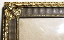 SUPERB FIT 9 X 12 ANTIQUE ARTS CRAFTS WOOD FRAME ORNATE BUBBLE GLASS GOLD FRENCH picture