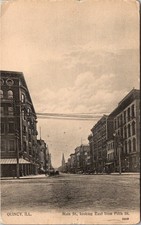 Quincy Illinois Main Street Looking East from Fifth St. Postcard picture