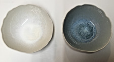 LOT OF 2 JARS FRANCE FEATHER ATOLE GREEN & PEARL WHITE FRUIT CUP 6 1/4