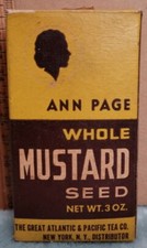 VINTAGE A & P WHOLE MUSTARD SEEDS SPICE BOX ANN PAGE BRAND  picture