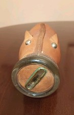 Vtg Half Pint Leather Piggy Snout Bank Half quart Milk Bottle Bank Duraglass picture