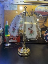 Vintage Looney Tunes Bugs Bunny & Sylvester Touch Lamp Brass Glass Panels picture