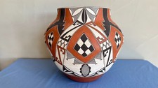 VINTAGE LAGUNA PUEBLO POLYCHROME OLLA/ JAR SIGNED EVELYN CHEROMIAH ca 1990 picture