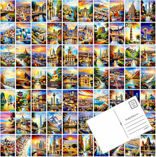 100 Vintage World Travel Postcards, 4 X 6 Card Set picture