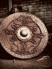 Medieval Viking shield Handmade Wooden Shield Custom Home Decor Shield picture