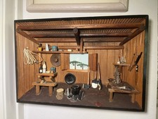 Vintage 50's Japanese Hand Carved Kominka Shadow Box Diorama  Wall Art picture