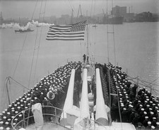 Navy Crew Raising Flag 1933 Photo Commissioning the U.S.S. Portland. Charlesto picture