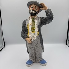 Ceramic Hobo Clown Figurine Sad Tramp Statuette 1980s Vintage Hand Painted picture