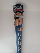 Samuel Adams Boston Lager Beer Tap Handle Blue Copper Wood Metal Rustic picture