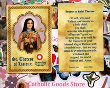 Saint Therese - Prayer to St. Therese - Relic Paperstock Holy Card picture