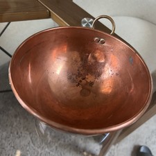 Vintage French Copper Cul de Poule Egg White Bowl Hanging Ring 6.25