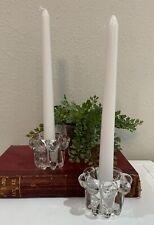 Vtg Clear Heavy Crystal Candleholder Candlestick Holder Taper Flower Shape NOS picture