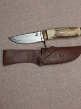 White Tail Cutlery Fixed Blade Hunting Knife Faux Stag Handle Bowie Sheath VTG picture